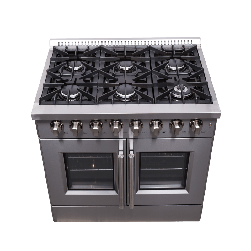 36" Forno Galiano French Door Dual Fuel Range with 5.36 Cu.Ft. True Convection Oven in Stainless Steel - FFSGS6356-36