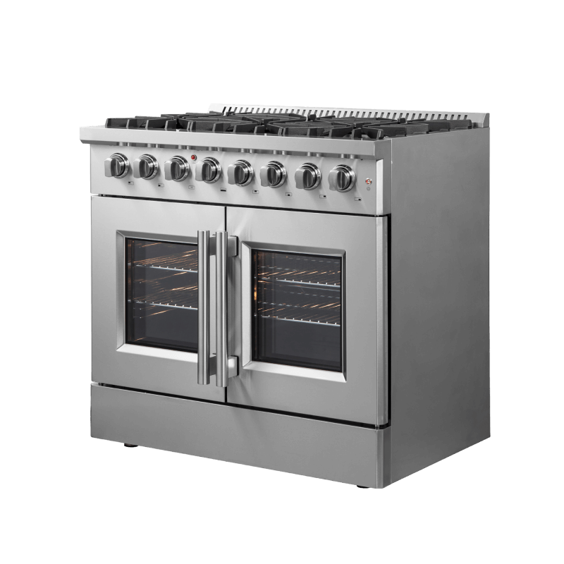 36" Forno Galiano French Door Dual Fuel Range with 5.36 Cu.Ft. True Convection Oven in Stainless Steel - FFSGS6356-36