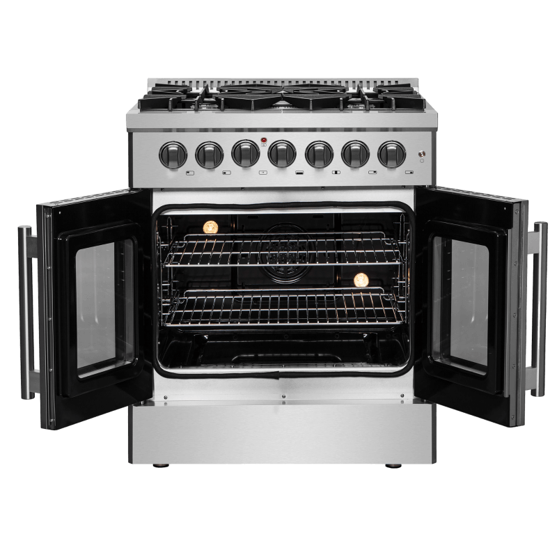 30" Forno Galiano French Door Dual Fuel Range All Stainless Steel with 5 Sealed Burners - FFSGS6356-30