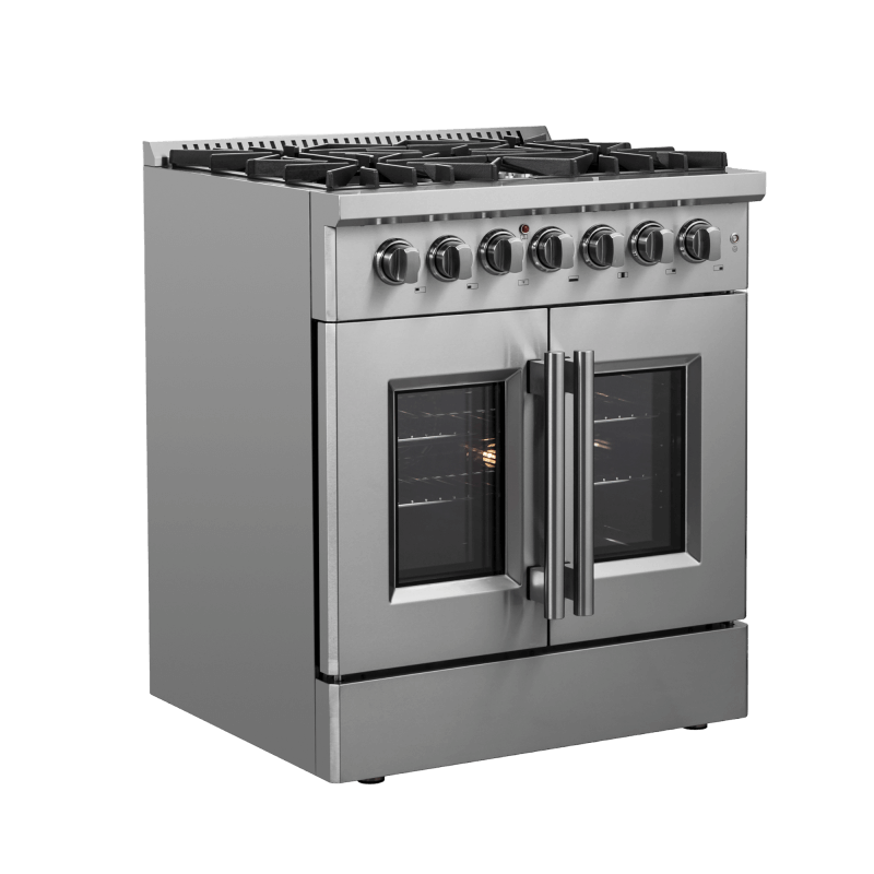 30" Forno Galiano French Door Dual Fuel Range All Stainless Steel with 5 Sealed Burners - FFSGS6356-30