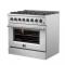36" Forno Marco Dual Fuel Range with 6 Sealed Burners and 5.36 Cu. Ft. True Convection Oven in Stainless Steel - FFSGS6197-36