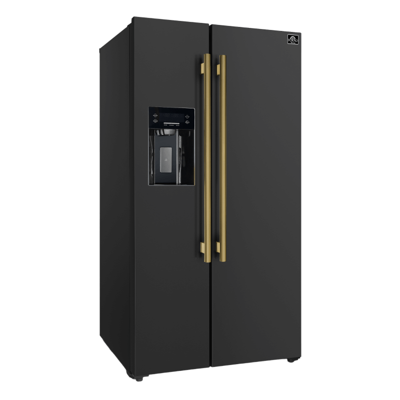 36" Forno 20 Cu. Ft. Espresso Salerno Side-by-Side Refrigerator in Black - FFRBI1844-36BLK