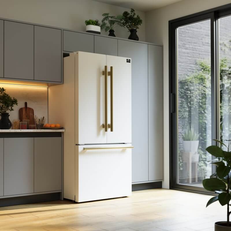 30" Forno 17.5 Cu. Ft. Espresso Gallipoli French Door Refrigerator - FFFFD1974-31WHT