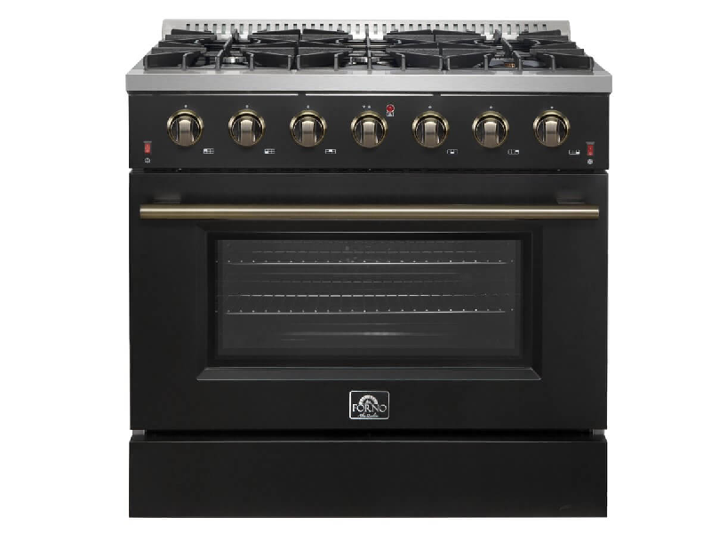 36" Forno 5.36 Cu. Ft. Galiano Convection Oven Gas Range in Black - FFSGS6244-36BLK