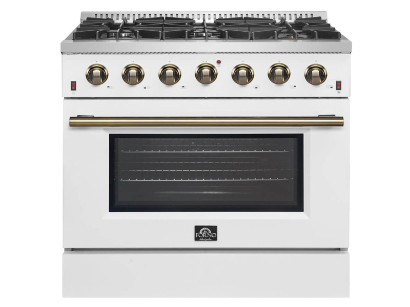 36" Forno 5.36 Cu. Ft. Galiano Convection Oven Gas Range in White - FFSGS6244-36WHT