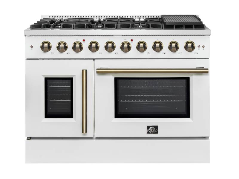 48" Forno Galiano Freestanding French Door Gas Range - FFSGS6444-48WHT