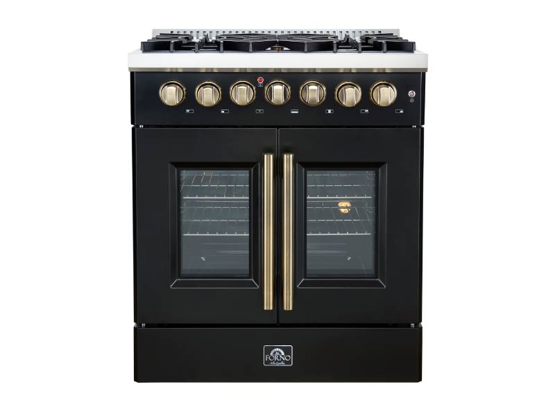 30" Forno Galiano Freestanding French Door Dual Fuel Range Black - FFSGS6356-30BLK