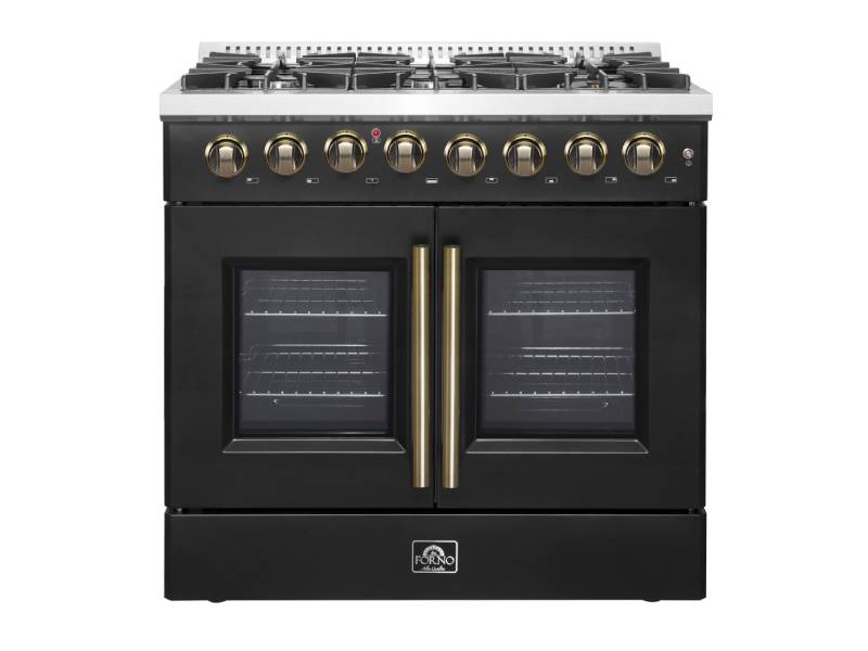 36" Forno Galiano Freestanding French Door Dual Fuel Range - FFSGS6356-36BLK