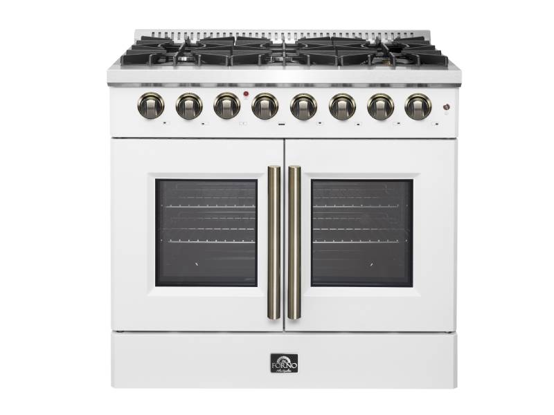 36" Forno Galiano Freestanding French Door Dual Fuel Range - FFSGS6356-36WHT