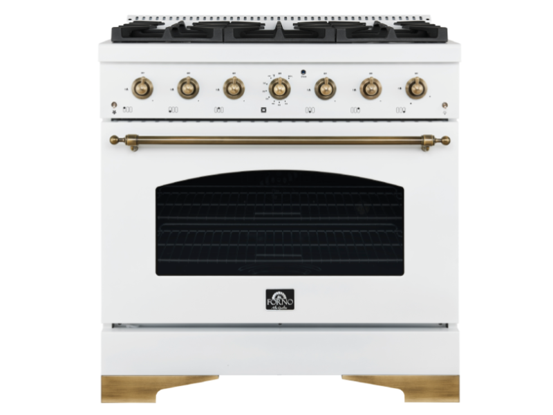36" Forno 4.5 Cu. Ft. Antico Dual Fuel Range in White - FFSGS6113-36WHT