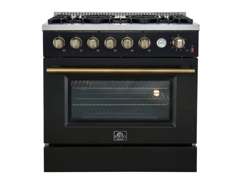 36" Forno Marco 6 Burners Gas Range in Black - FFSGS6277-36BLK