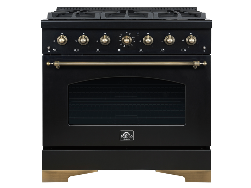 36" Forno 4.5 Cu. Ft. Antico Freestanding Gas Range in Black - FFSGS6219-36BLK