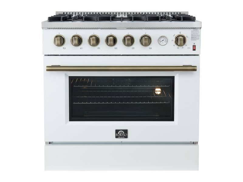 36" Forno Marco 6 Burners Gas Range in White - FFSGS6277-36WHT