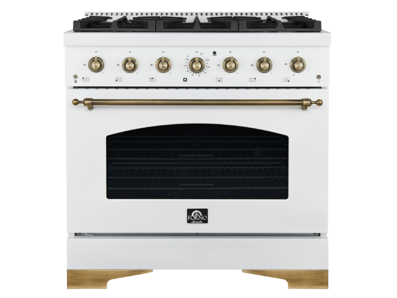 36" Forno 4.5 Cu. Ft. Antico Freestanding Gas Range in White - FFSGS6219-36WHT