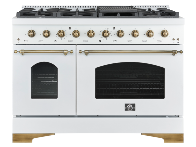 48" Forno 5.5 Cu. Ft. Antico Freestanding Gas Range in White - FFSGS6219-48WHT