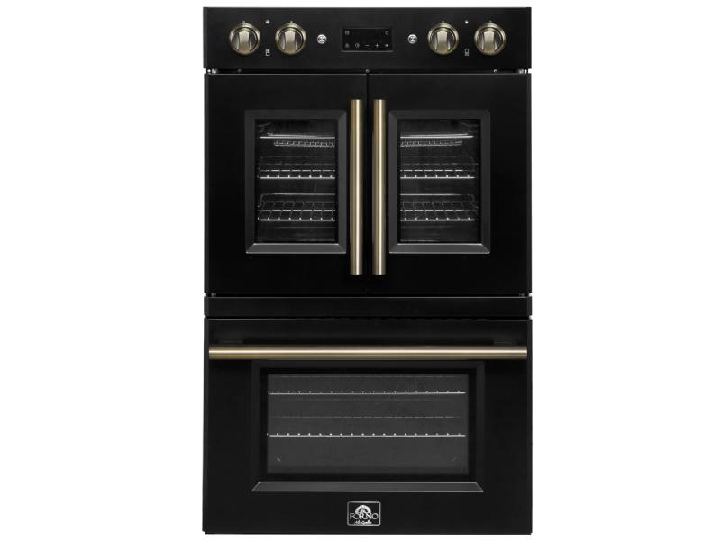 30" Forno Double Electric Wall Oven with Upper French Doors - FBOEL1340-30BLK