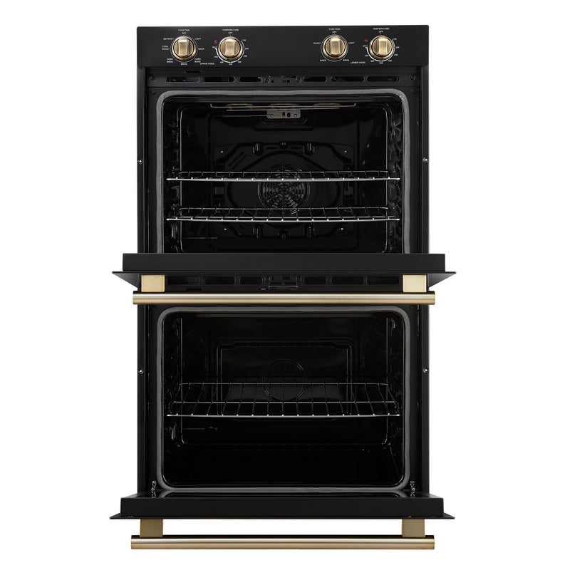 30" Forno Vomero 10 Cu. Ft. Double Wall Oven in Black - FBOEL1324-30BLK