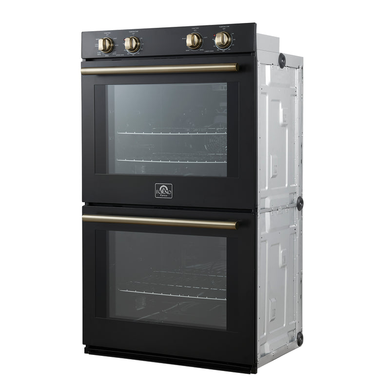 30" Forno Vomero 10 Cu. Ft. Double Wall Oven in Black - FBOEL1324-30BLK