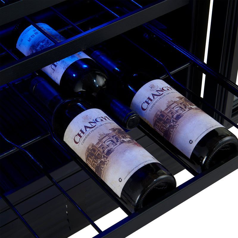 24" Forno Bacchino Wine Cooler in White with Antique Brass Handles with LED Lighting Triple Glass Door 51 Bottle Capacity Built-In or Freestanding - FWCDR6634-24WHT