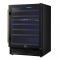 24" Forno Bacchino Wine Cooler in Black with Antique Brass Handles with LED Lighting Triple Glass Door 51 Bottle Capacity Built-In or Freestanding - FWCDR6634-24BLK