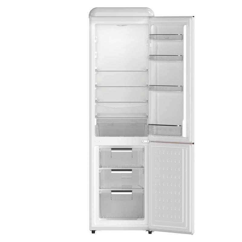 22" Forno Storico 9 Cu. Ft. Retro Bottom Freezer Fridge in White - FFFFD1745-22WHT