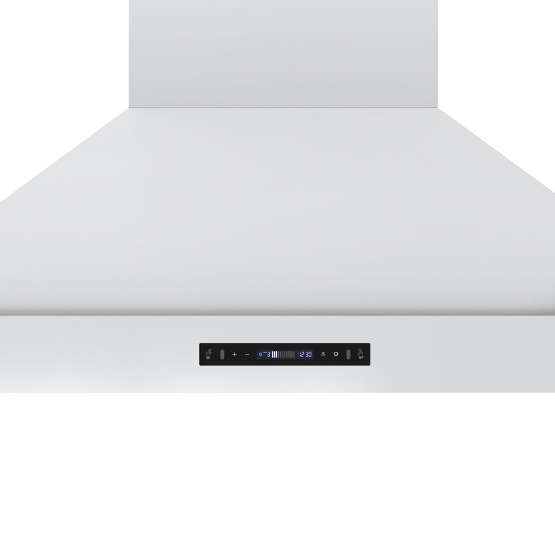48" Forno Venezia Wall-Mounted Range Hood in White with Antique Brass Accessories Touch Controls and Baffle Filters - FRHWM5503-48WHT