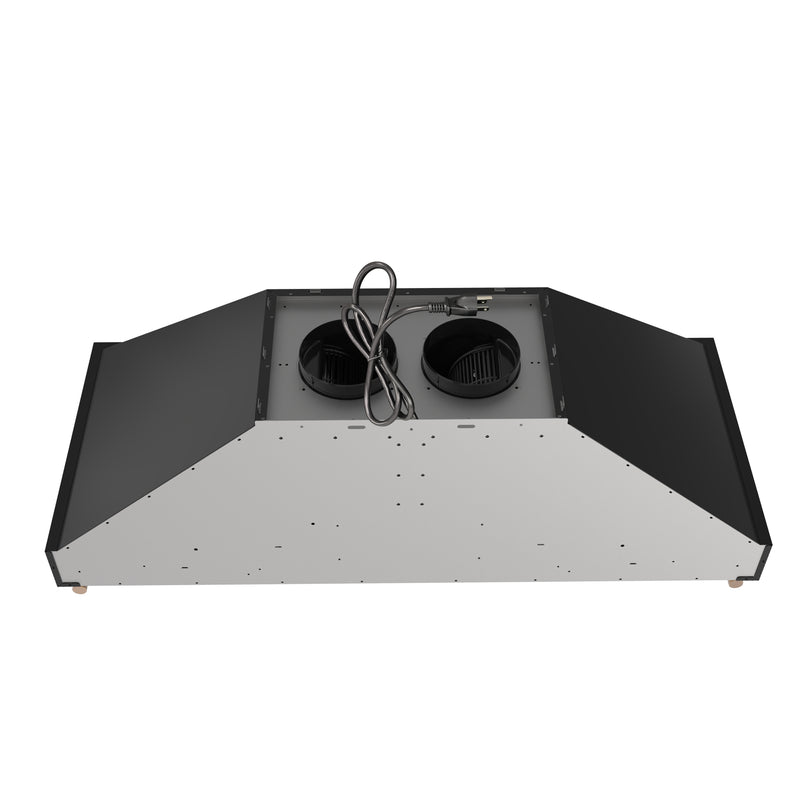 48" Forno Venezia Wall-Mounted Range Hood in Black with Antique Brass Accessories Touch Controls and Baffle Filters - FRHWM5503-48BLK
