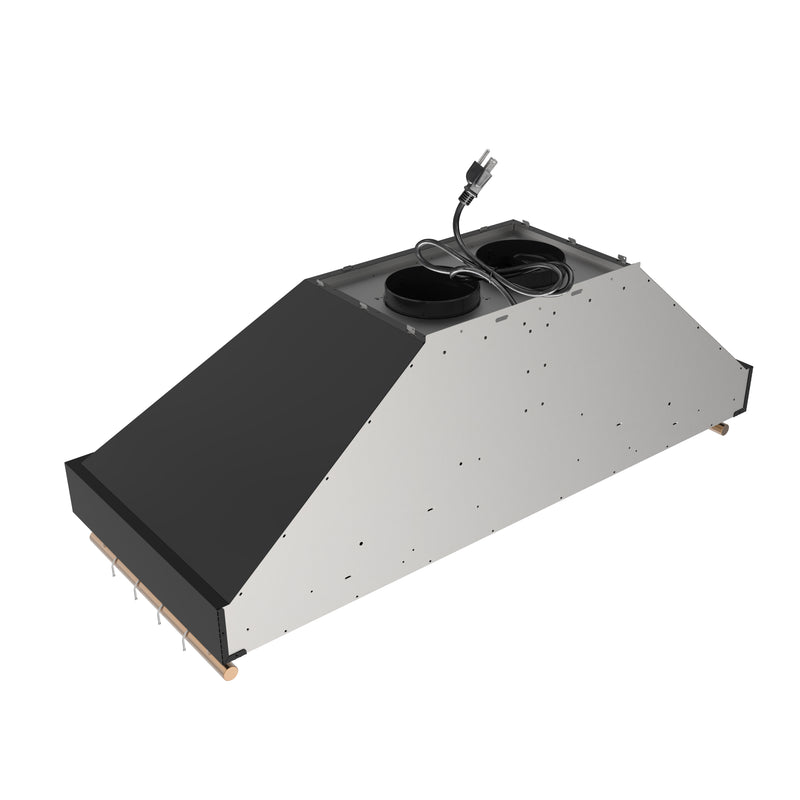 48" Forno Venezia Wall-Mounted Range Hood in Black with Antique Brass Accessories Touch Controls and Baffle Filters - FRHWM5503-48BLK