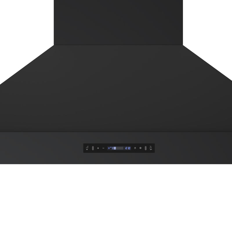 48" Forno Venezia Wall-Mounted Range Hood in Black with Antique Brass Accessories Touch Controls and Baffle Filters - FRHWM5503-48BLK