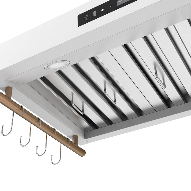 36" Forno Venezia Wall-Mounted Range Hood in White with Touch Controls and Baffle Filters - FRHWM5503-36WHT