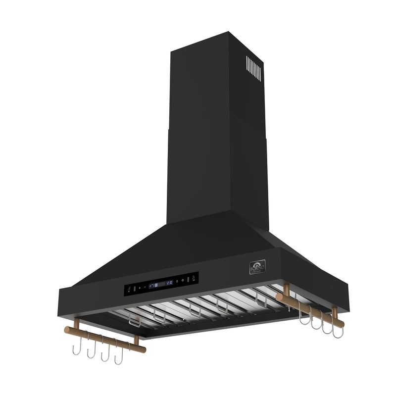 36" Forno Venezia Wall-Mounted Range Hood in Black with Touch Controls and Baffle Filters - FRHWM5503-36BLK