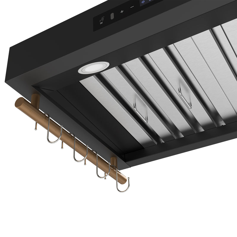 30" Forno Venezia Wall-Mounted Range Hood in Black with Touch Controls and Baffle Filters - FRHWM5503-30BLK