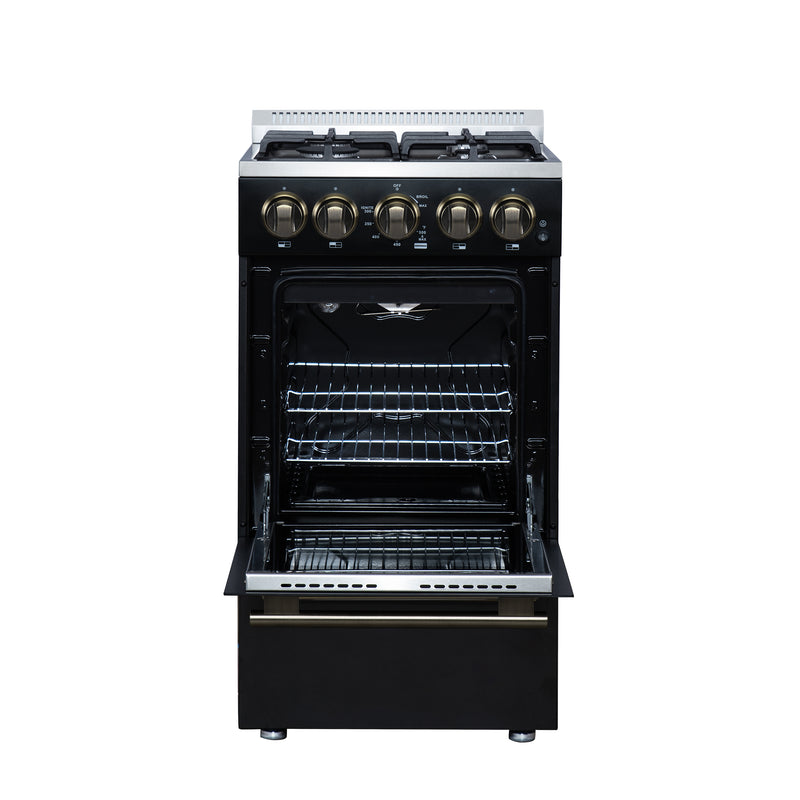 20" Forno Lamazze Freestanding Gas Range in Black - FFSGS6265-20BLK