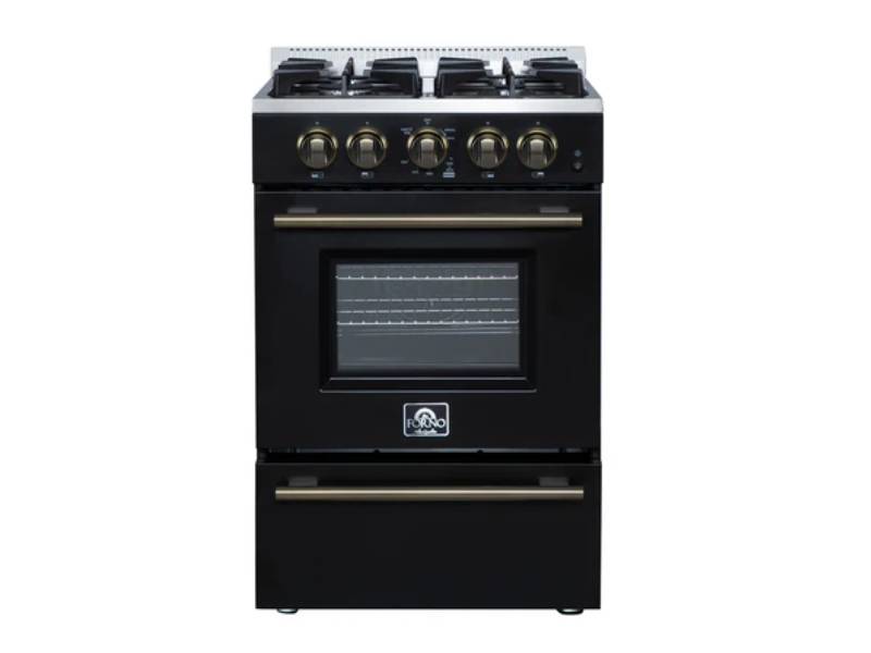 24" Forno Breno Freestanding Gas Range in Black - FFSGS6290-24BLK