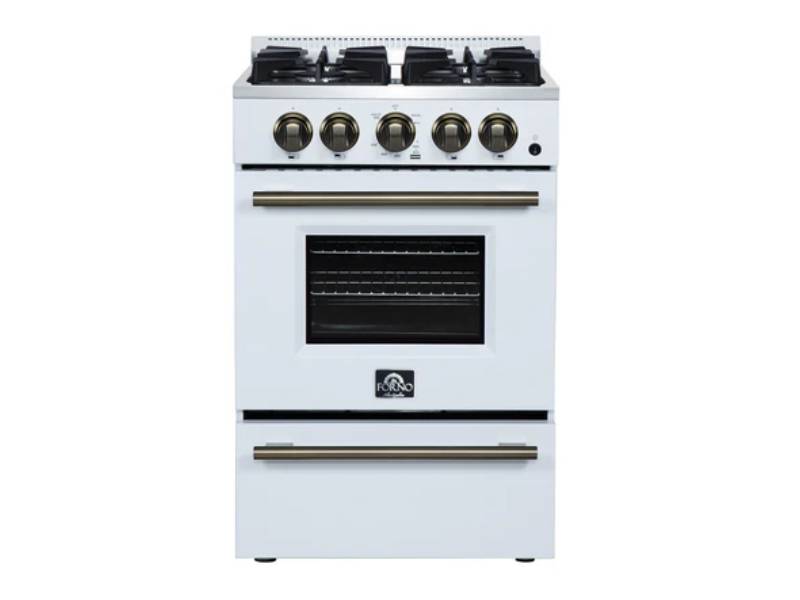 24" Forno Breno Freestanding Gas Range in White - FFSGS6290-24WHT