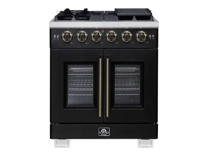 30" Forno Capriasca Freestanding French Door Gas Range - FFSGS6460-30BLK