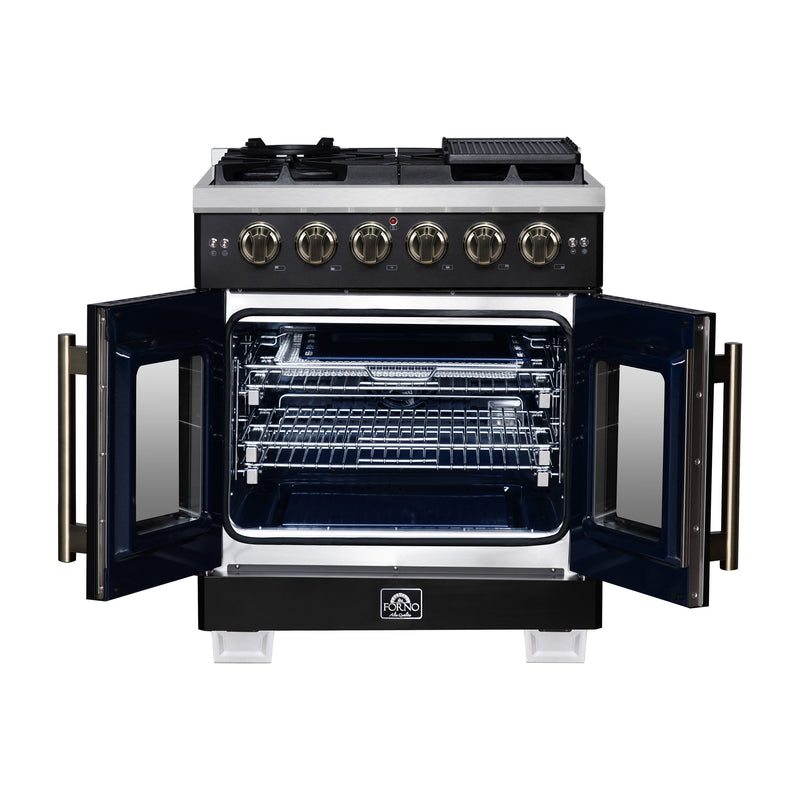 30" Forno Capriasca Freestanding French Door Gas Range - FFSGS6460-30BLK