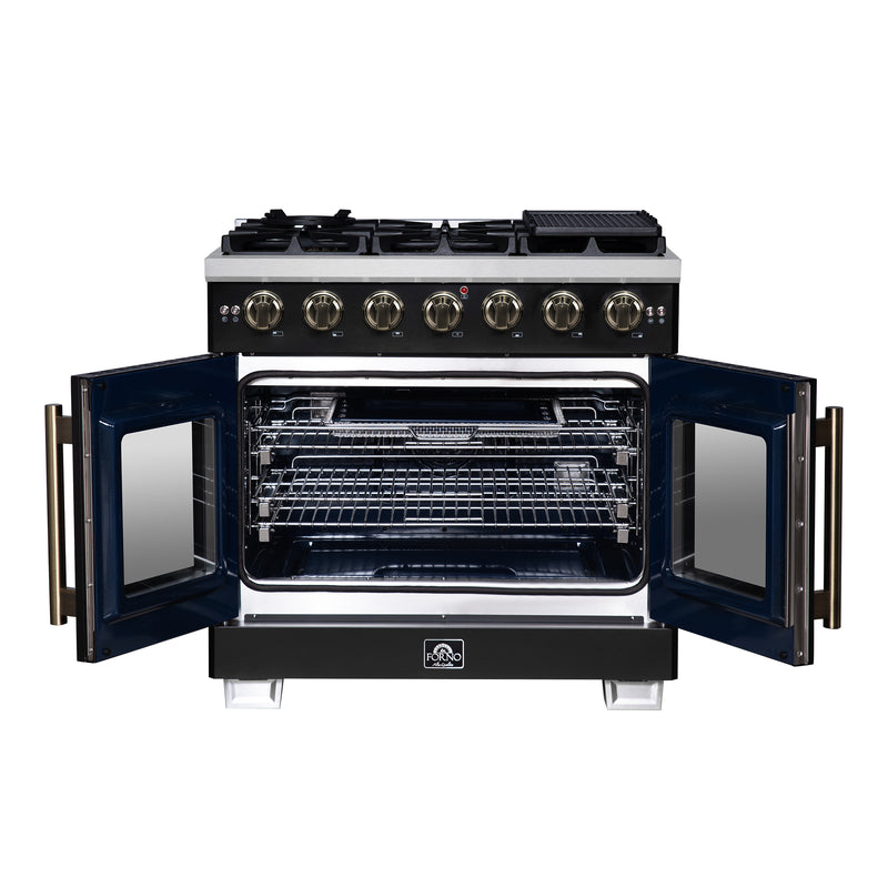36" Forno Capriasca Freestanding French Door Gas Range - FFSGS6460-36BLK