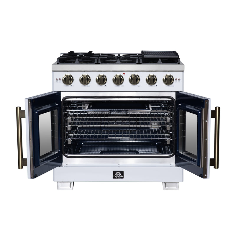 36" Forno Capriasca Freestanding French Door Gas Range - FFSGS6460-36WHT