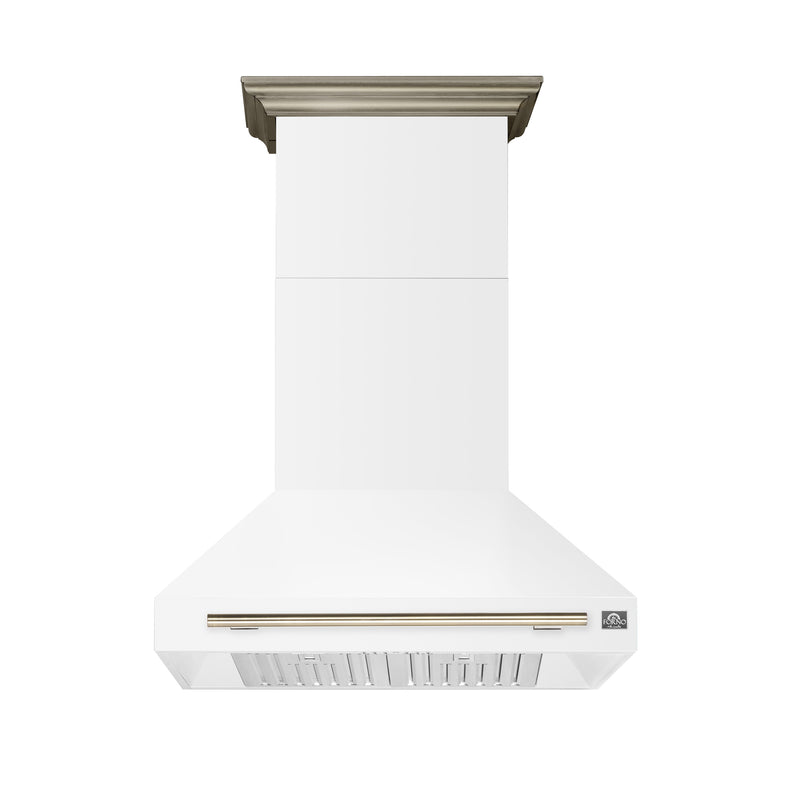 36" Forno Aria Wall-Mounted Range Hood in White - FRHWM5095-36WHT