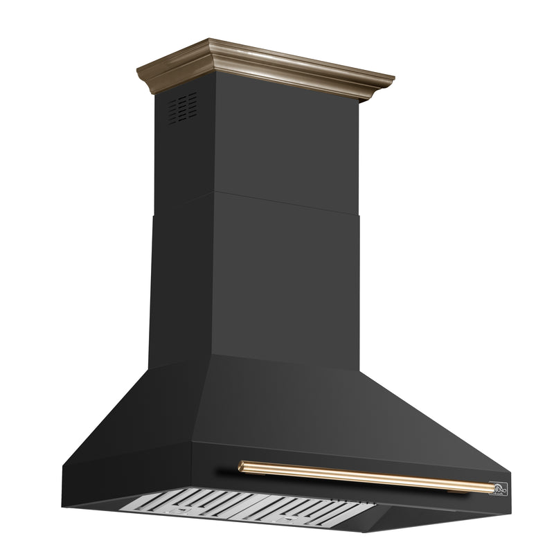 36" Forno Aria Wall-Mounted Range Hood in Black - FRHWM5095-36BLK