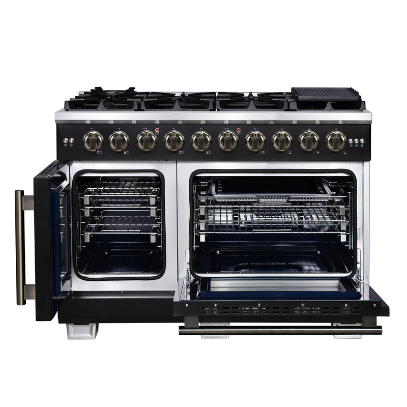 48" Forno Capriasca Freestanding French Door Gas Range - FFSGS6460-48BLK