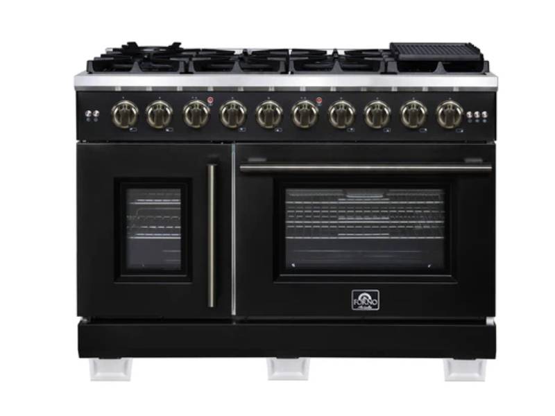 48" Forno Capriasca Freestanding French Door Gas Range - FFSGS6460-48BLK