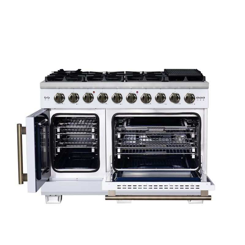 48" Forno Capriasca Freestanding French Door Gas Range - FFSGS6460-48WHT