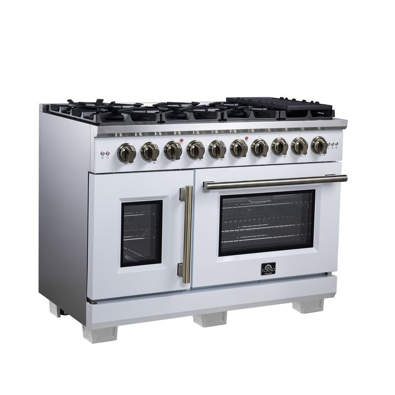 48" Forno Capriasca Freestanding French Door Gas Range - FFSGS6460-48WHT