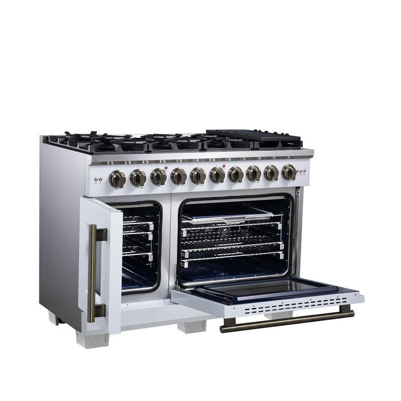 48" Forno Capriasca Freestanding French Door Gas Range - FFSGS6460-48WHT