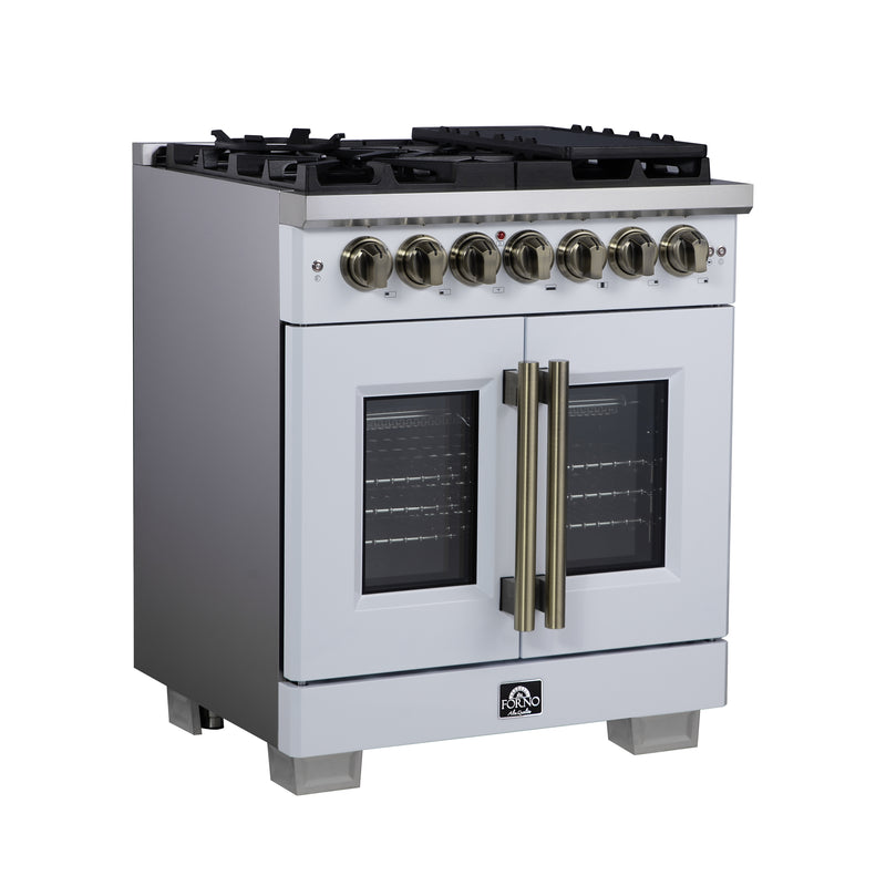 30" Forno Capriasca Freestanding French Door Dual Fuel Range - FFSGS6387-30WHT