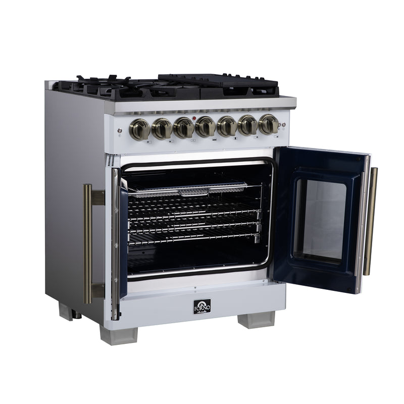 30" Forno Capriasca Freestanding French Door Dual Fuel Range - FFSGS6387-30WHT