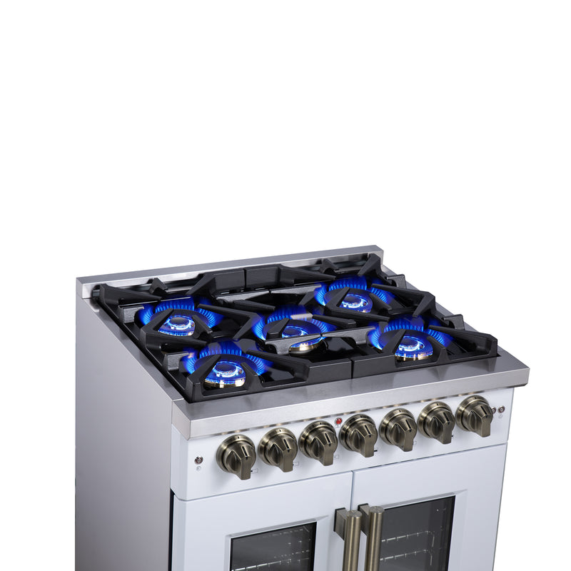 30" Forno Capriasca Freestanding French Door Dual Fuel Range - FFSGS6387-30WHT
