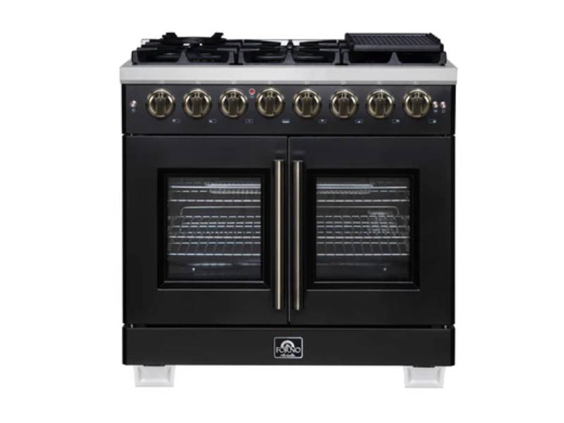 36" Forno Capriasca Freestanding French Door Dual Fuel Range - FFSGS6387-36BLK